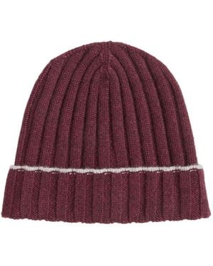 Brunello Cucinelli Ribbed Cashmere Beanie Hat - Red