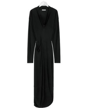 Lemaire Draped V-Neck Dress - Black