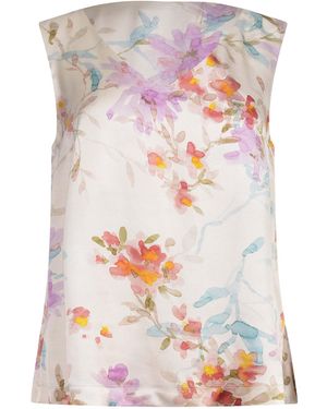 Herno Floral V-Neck Top - White