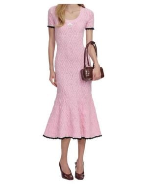Self-Portrait Knitted Dress - Pink