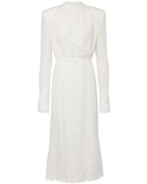 Magda Butrym Embroidered Silk, Wool And Cotton-Blend Midi Dress - White
