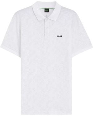 BOSS Logo-Print Polo Shirt - White