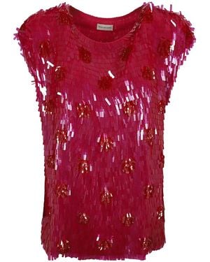 Dries Van Noten Sequin Embellished Sleeveless Top - Red