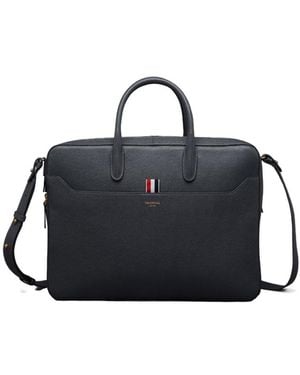 Thom Browne Pebble Grain-Leather Business Bag - Black