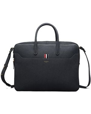 Thom Browne Pebble Grain-Leather Business Bag - Black