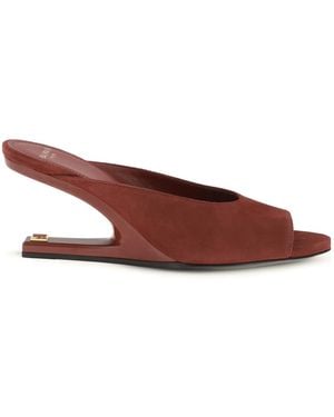Balmain Open-Toe Wedge Heeled Sandals - Brown