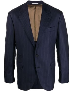 Brunello Cucinelli Pinstripe Virgin-Wool Blazer - Blue