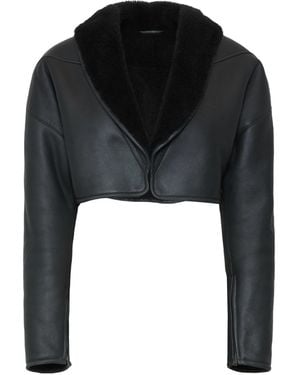 Max Mara Cropped Sheepskin Jacket - Black