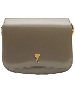 Ami Paris Glazed Leather Paris Paris Bag - Green