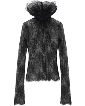 McQueen Lace Long-Sleeve Top - Black