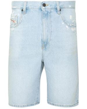 DIESEL Distressed Denim Bermuda Shorts - Blue