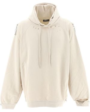 Raf Simons Oversized Ripped-Detail Cotton Hoodie - White