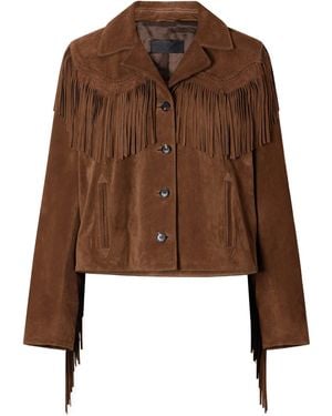 Nili Lotan Button-Front Long-Sleeve Leather Jacket - Brown