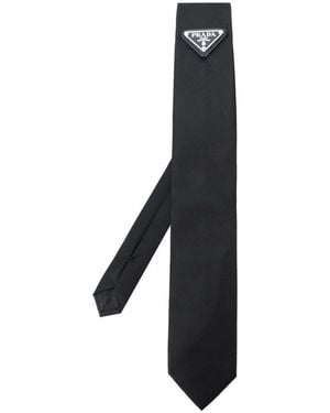 Prada Triangle-Logo Pointed--Tip Tie - Black