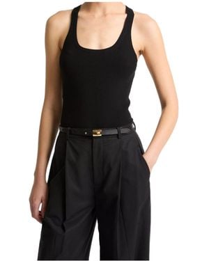 Vince Milano-Stitch Scoop-Neck Sweater Tank - Black