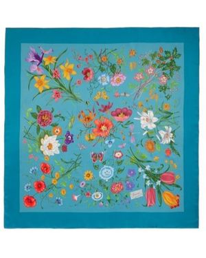 Gucci Printed Silk Twill Carré - Blue