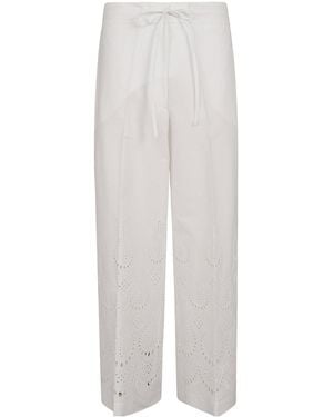P.A.R.O.S.H. Cannes Broderie Wide-Leg Trousers - White