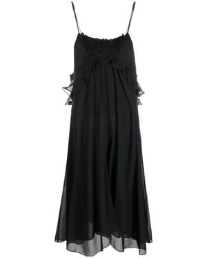 Isabel Marant Ruffle-Trim Silk Dress - Black