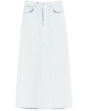 Maison Margiela Raw-Cut Hem Midi Skirt - White