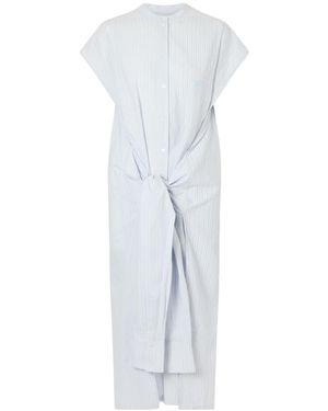 TOTEME Twist-Front Striped Cotton-Poplin Maxi Shirt Dress - White