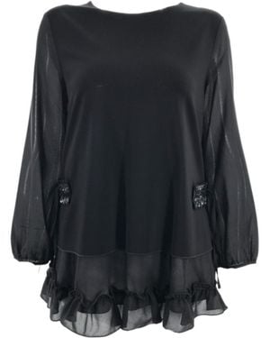 Max Mara Round-Neck Long-Sleeved Blouse - Black