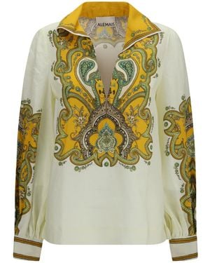 ALÉMAIS Porter Printed Linen Shirt - Green