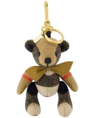 Burberry Thomas Bear Checked Keychain - Metallic