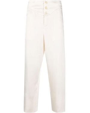 Saint Laurent Buttoned Slim-Fit Trousers - White