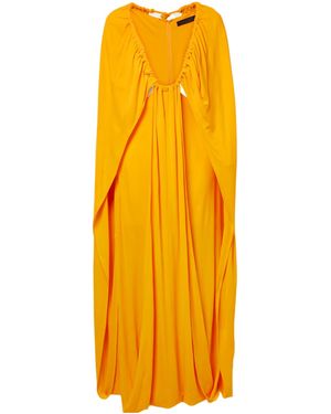 Proenza Schouler Shawl-Style Pleated Knit Maxi Dress - Yellow