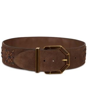 Etro Suede Belt With Threading - Brown