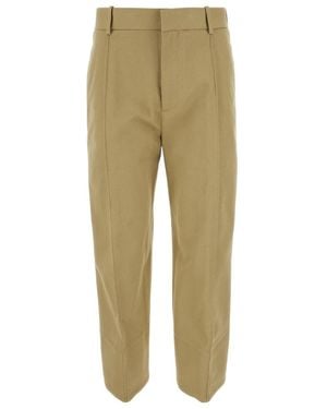 Bottega Veneta Cropped Straight Leg Trousers - Natural