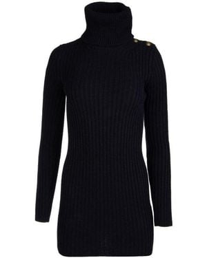 Saint Laurent Fold-Over Collar Jumper - Black