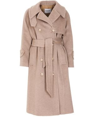 Dondup Double Breasted Belted Coat - Natural
