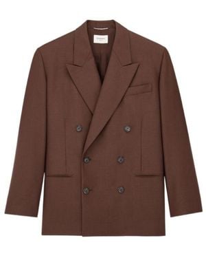 Saint Laurent Double-Breasted Suit Jacket - Brown