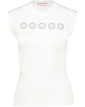 Marni Cut-Out Sleeveless T-Shirt - White