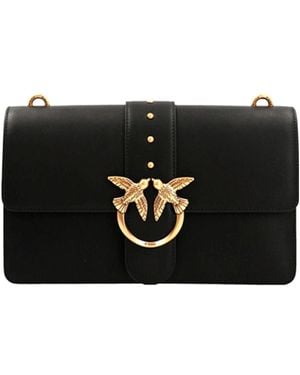 Pinko Love One Classic Logo Plaque Crossbody Bag - Black