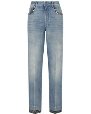 Valentino Logo Patch Boyfriend Jeans - Blue