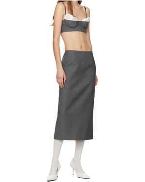 ShuShu/Tong Mélange-Effect Midi Skirt - Blue
