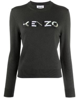 KENZO Embroidered-Logo Wool Jumper - Black