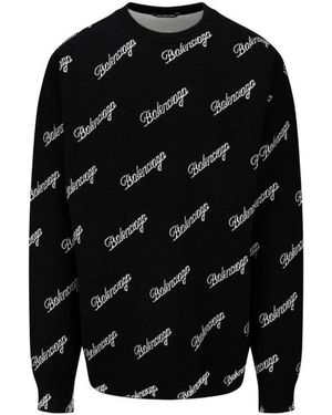 Balenciaga Logo-Jacquard Wool Jumper - Black