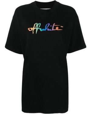 Off-White c/o Virgil Abloh Script Logo Print Tomboy T-Shirt - Black