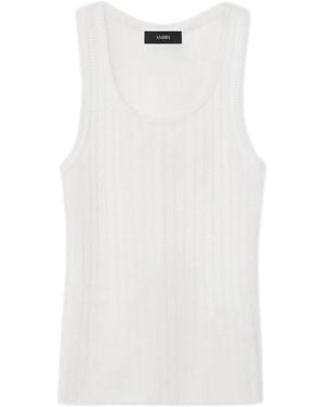 Amiri Logo-Plaque Knitted Tank Top - White