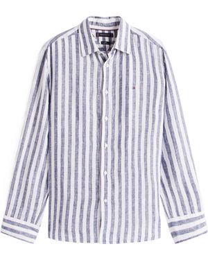 Tommy Hilfiger Verticalstripe Linen Longsleeve Shirt - Blue