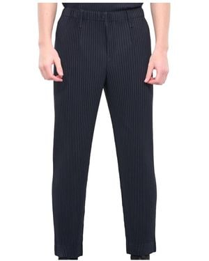 Homme Plissé Issey Miyake Homme Plissé Issey Miyake Basic Mid-Rise Tapered Trousers - Blue