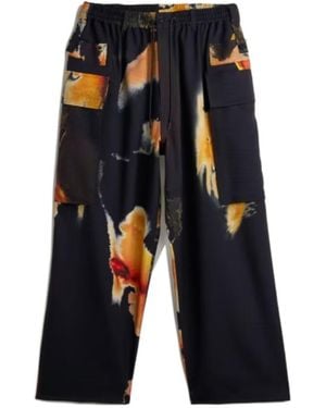 Y-3 Abstract-Print Cargo Pants - Blue