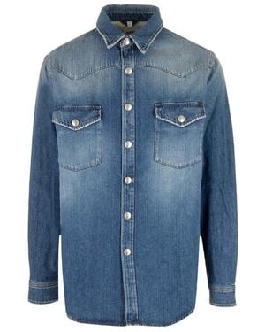 Burberry Long-Sleeved Buttoned Denim Shirt - Blue