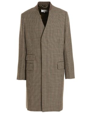Maison Margiela Checked Single-Breasted Coat - Brown