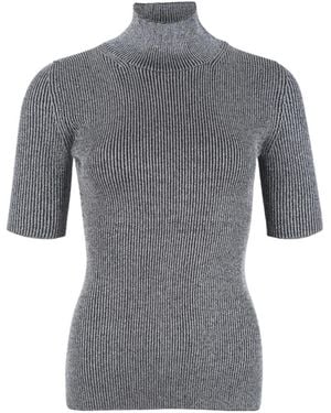 Missoni Ribbed Mock-Neck Knitted Top - Gray