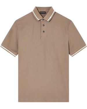 Emporio Armani Stripe Detailed Short-Sleeved Polo Shirt - Natural