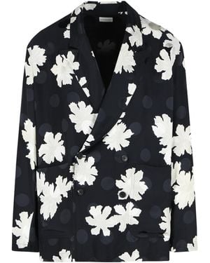 Dries Van Noten Double Breasted Floral Shirt Style Jacket - Black